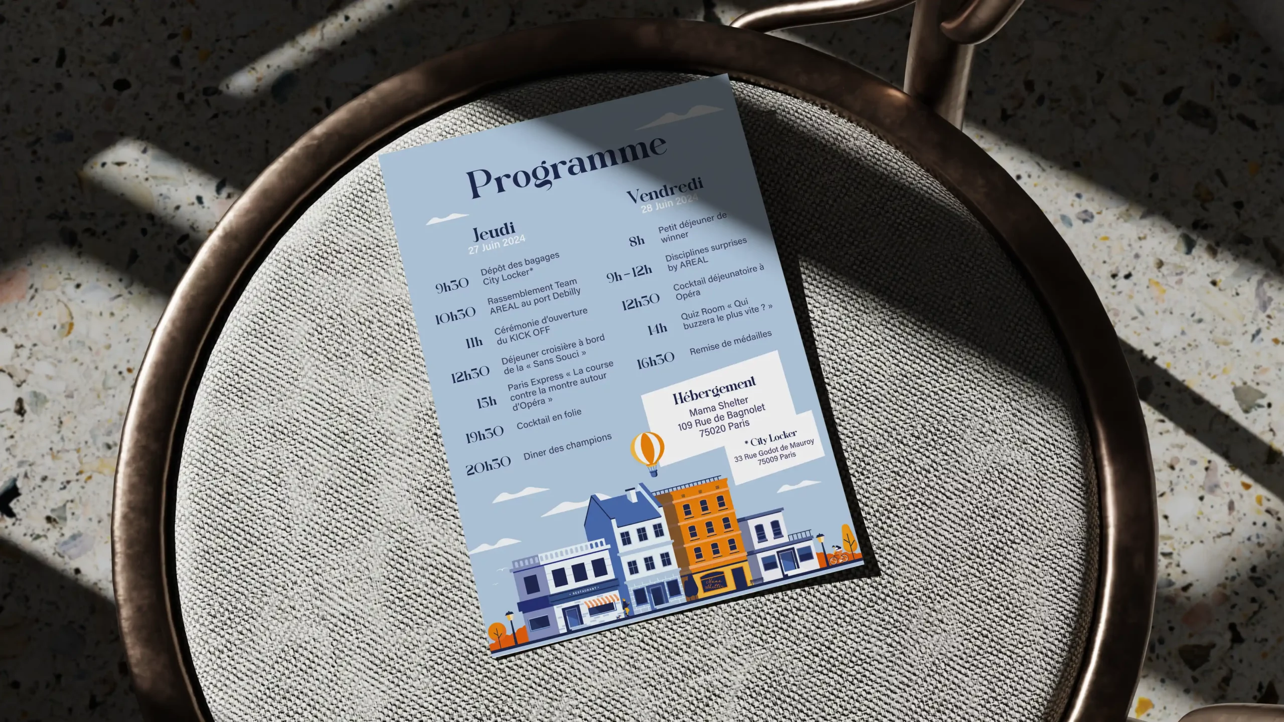 Flyer Kick Off 2024 Areal sur une chaise