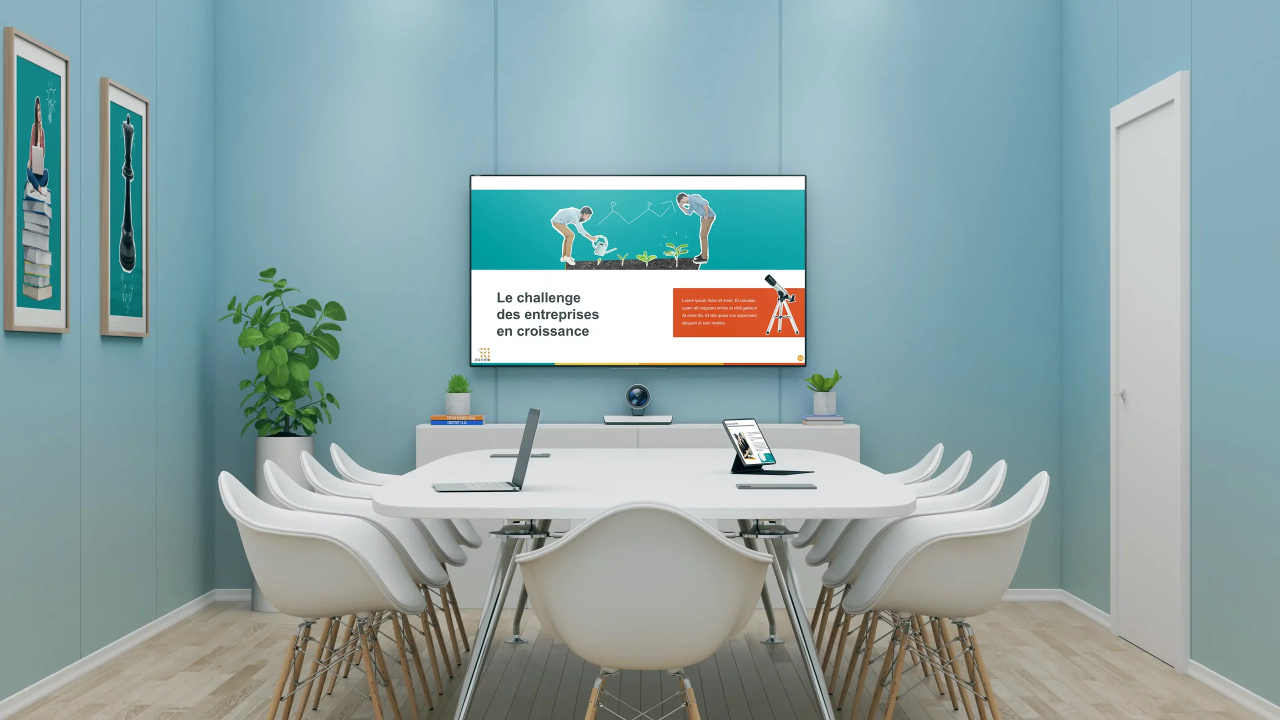 Visuel sur TV de la présentation faite pour Abileo