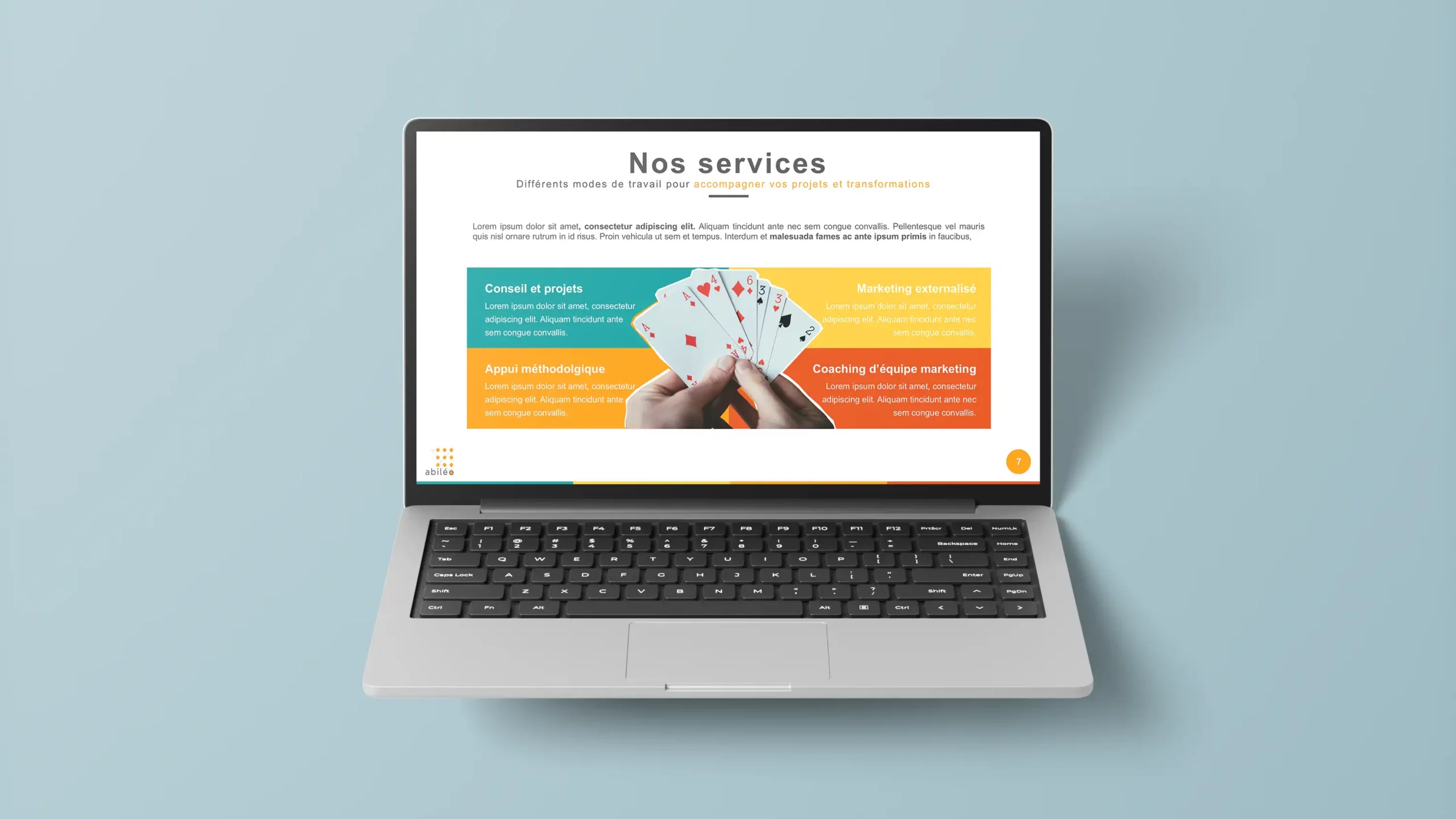 Visuel sur pc de la présentation faite pour Abileo