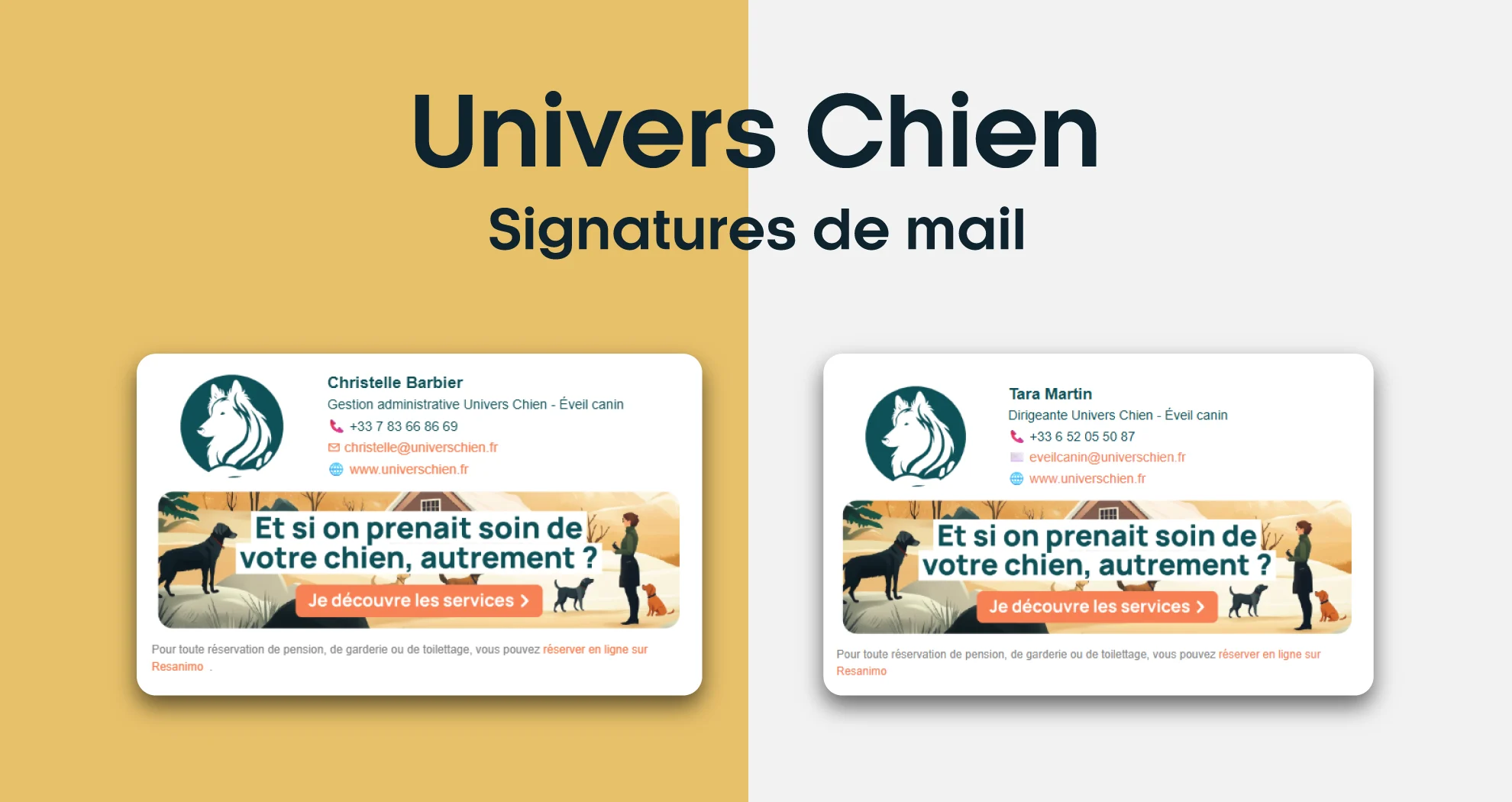 Signatures de mail d'Univers Chien
